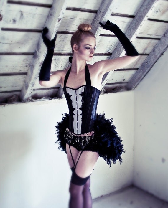 BLACK DERBY- Burlesque corset costume Steampunk