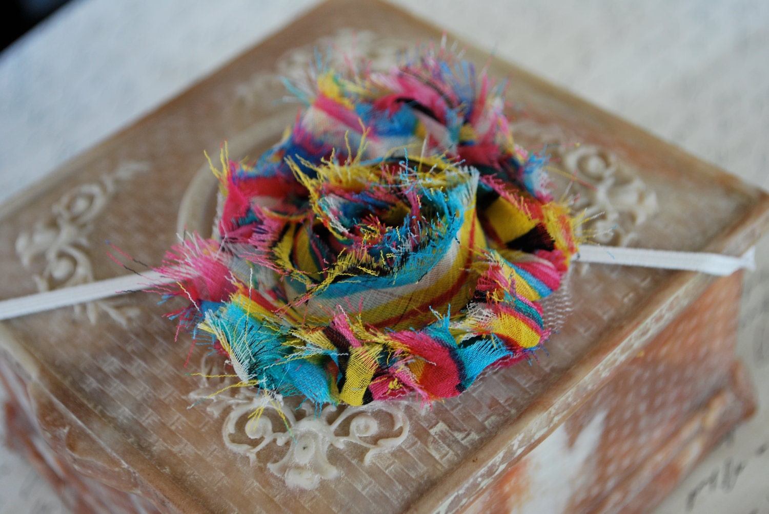 Multi Color Shabby Chic Flower Headband