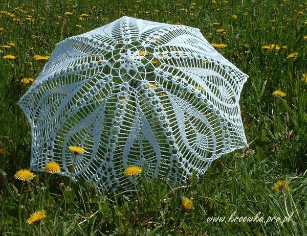 White tulip parasol, crochet lace umbrella, victorian parasol, wedding parasol, Made to order