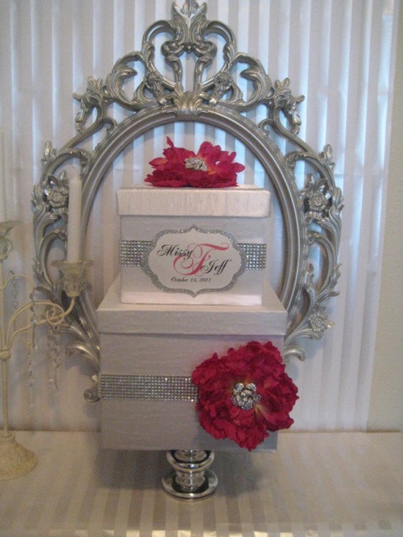Wedding Card box The Missy Silver card box with Monogram CUSTOM4BRANDI 