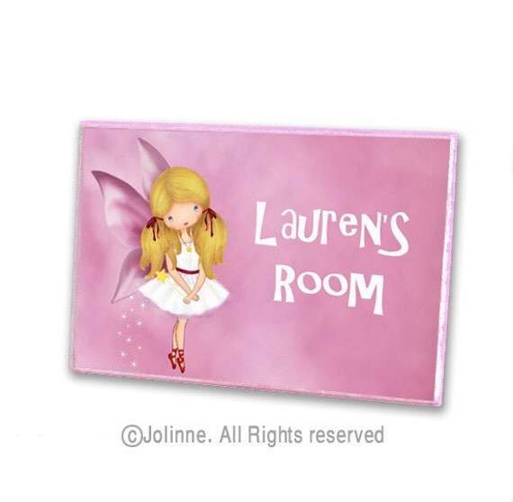 Guardian Angel personalized children pink door plaque sign for girls room or nursery