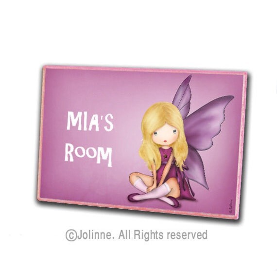 Guardian Angel personalized children pink door plaque sign for girls room or nursery