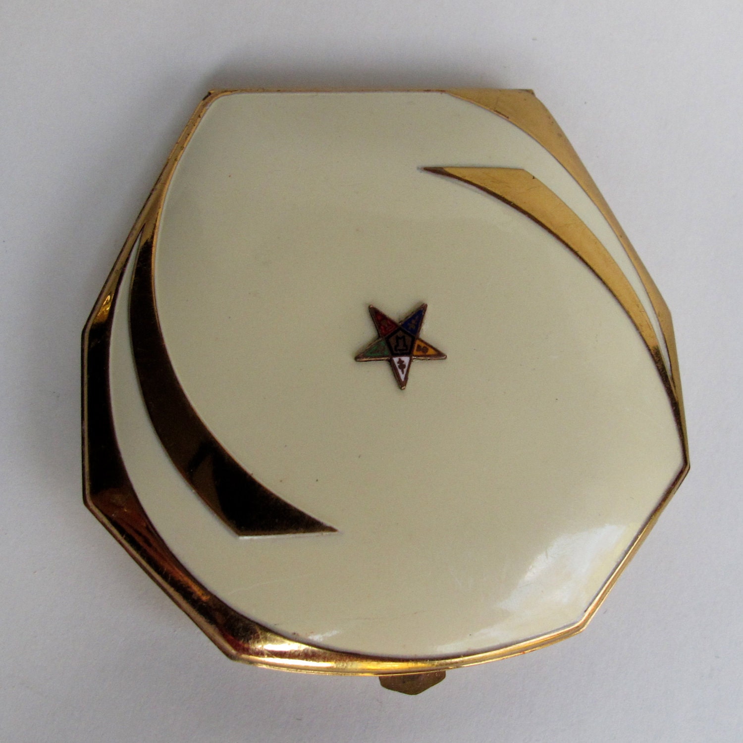 Holiday SALE Vintage Eastern Star Masonic Compact  by Clarice Jane for Elgin