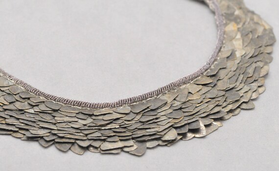 bib necklace bronze metal industrial