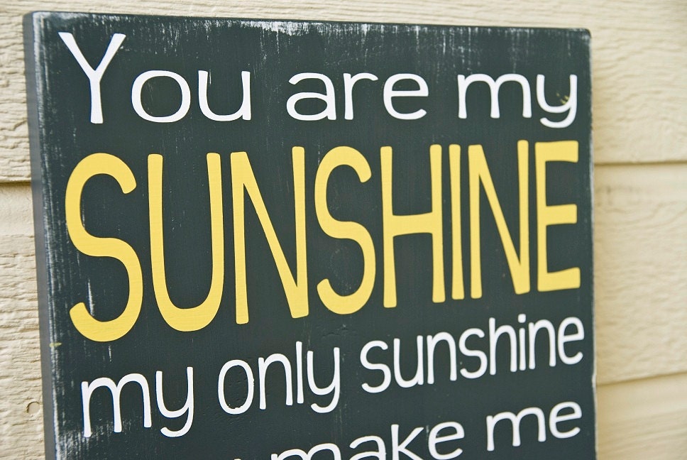 You Are My Sunshine Sign - Distressed -Sunshine Sign - Charcoal and Yellow - Typography Art