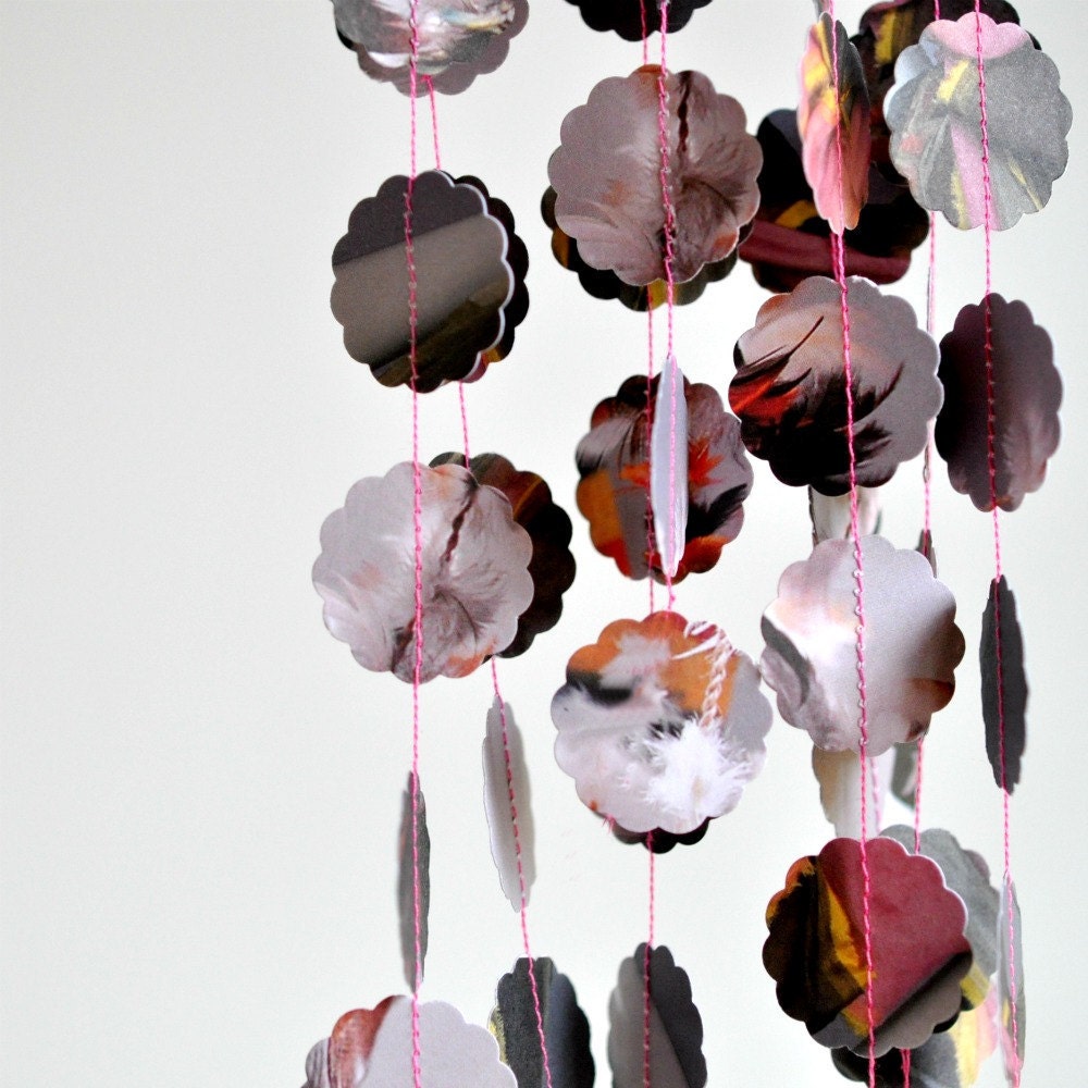 Feathers and Pink Paper Garland