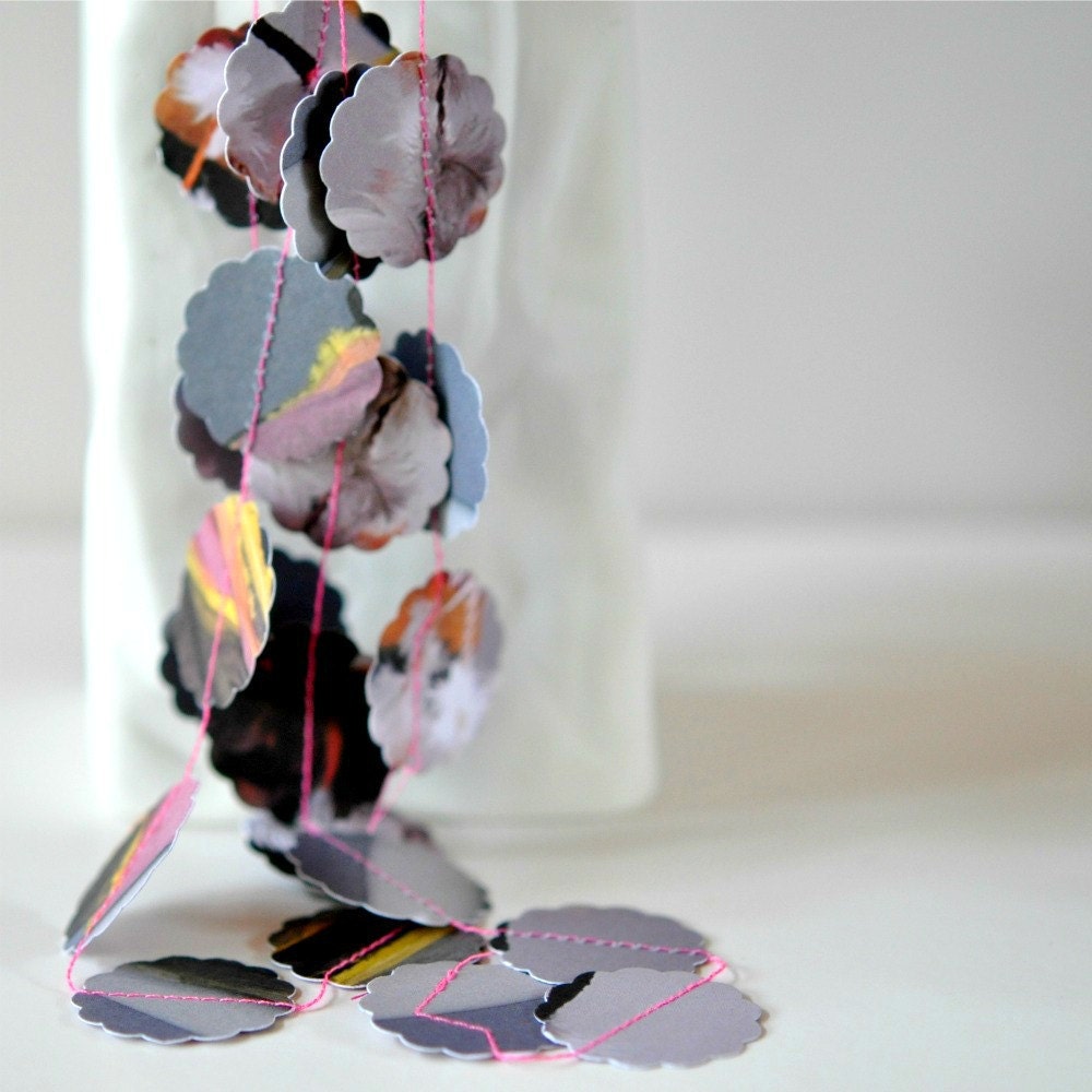 Feathers and Pink Paper Garland