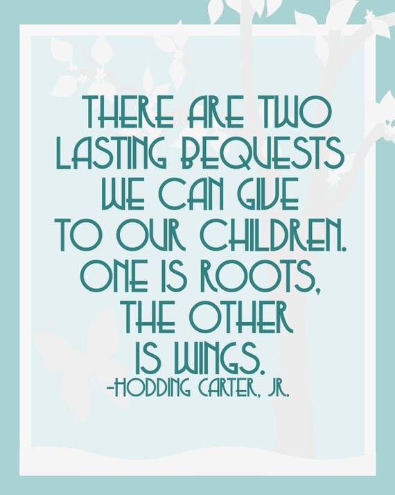 Baby Nursery Art Print - Roots and Wings - Inspirational Art for the Nursery
