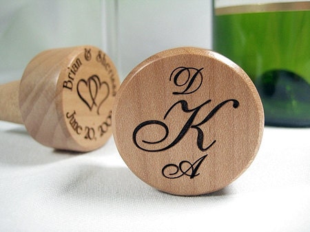1 Personalized Engraved Wine Bottle Cork Topper Stopper Monogram Wood Party