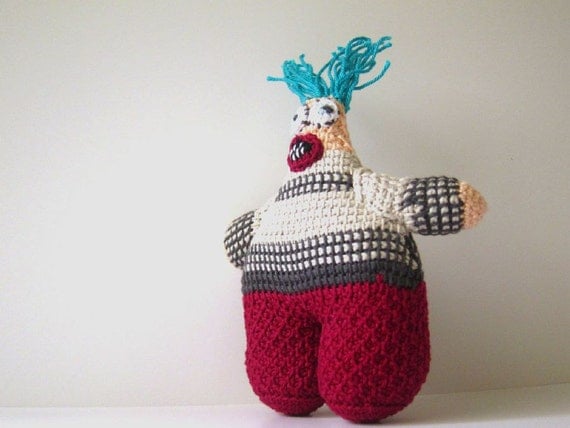 Crocheted Stuffed Monster - Toy Monster in a Sweater