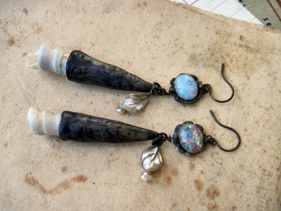 Ultimate Limits. Dark Victorian Tribal Dangles with Glass Opals.