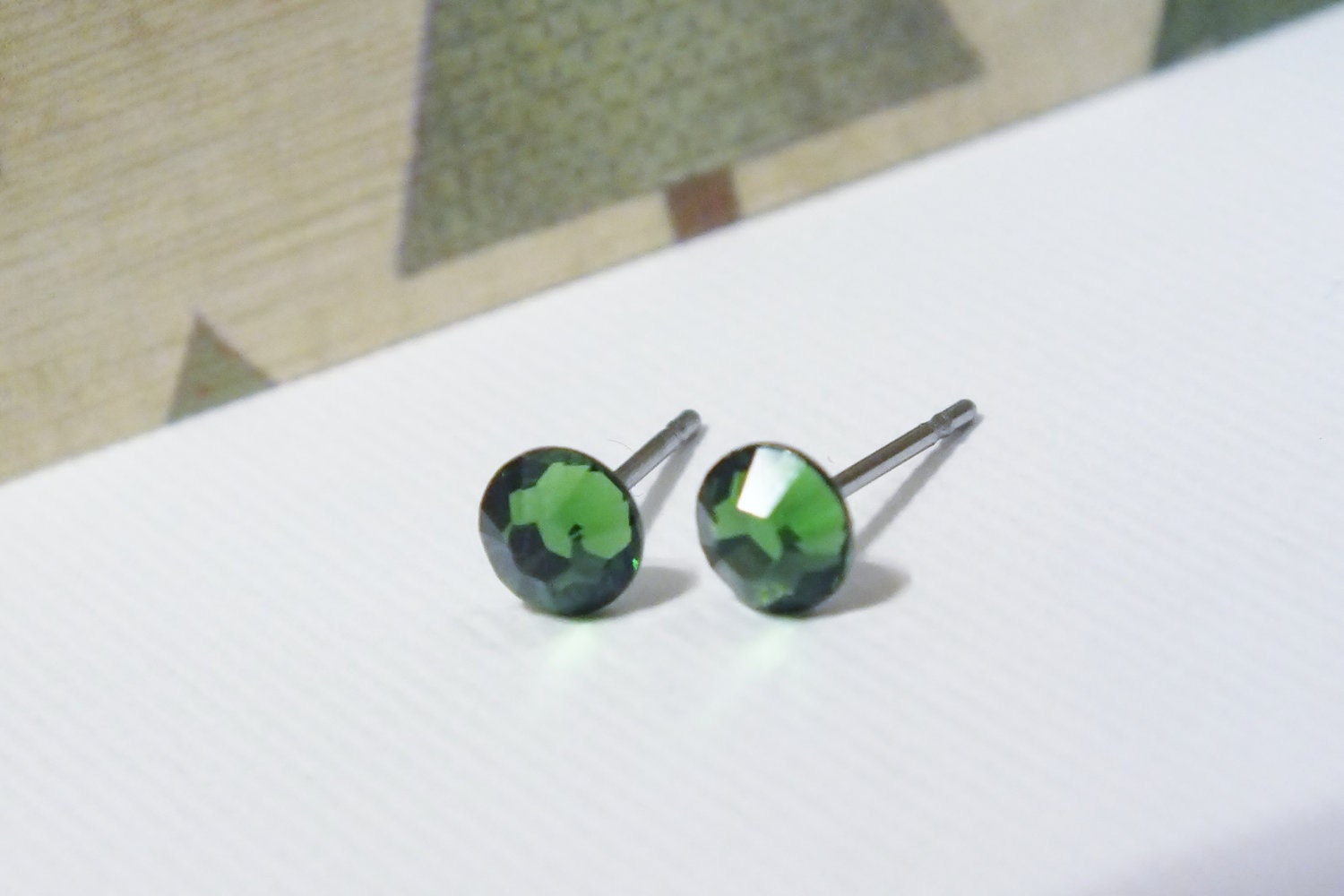 Fern Green 4.8mm Swarovski Crystal Surgical Steel Stud Earrings