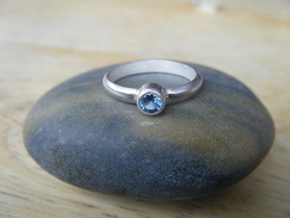 Ocean Blue Aquamarine and Silver Ring In your size