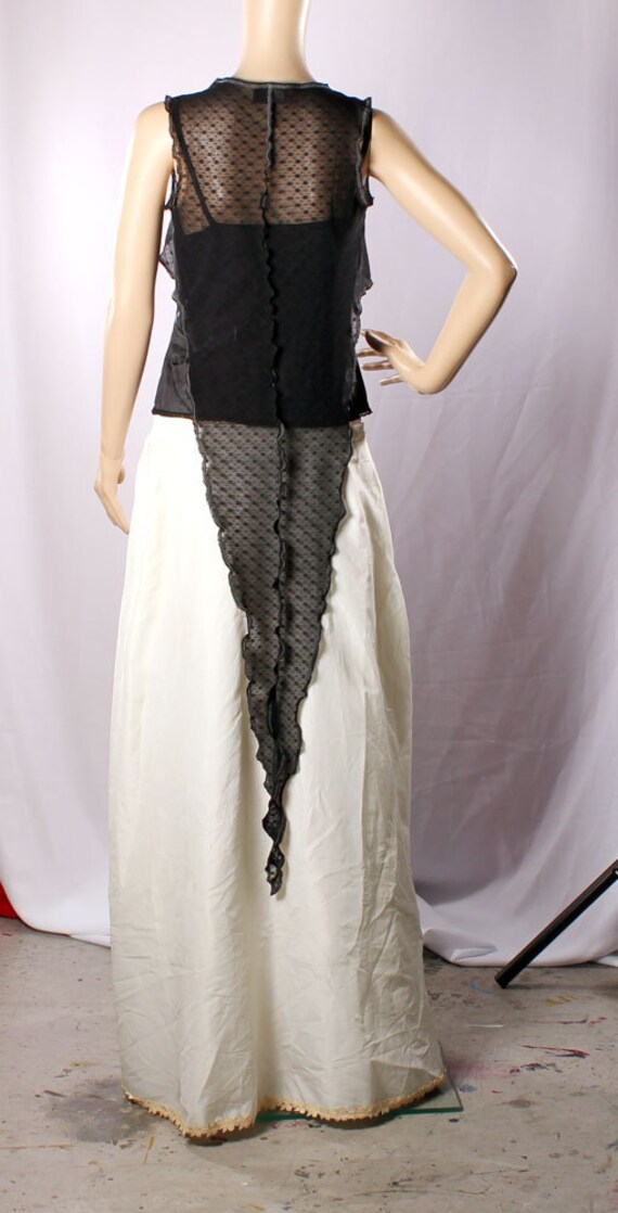 Victorian Vest Top long pointy black lace Belly Dance Coat Shirt Blouse Stretchy Romantic Boudoir Vest Renaissance Bridal