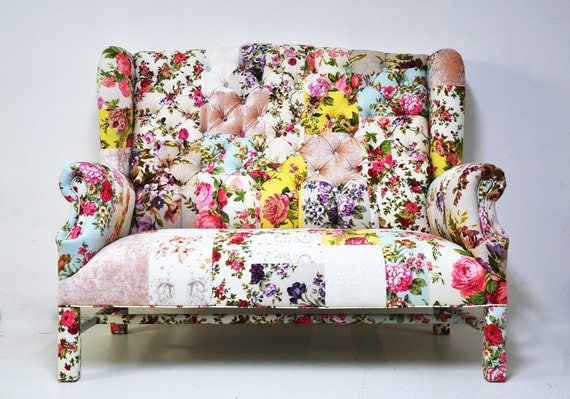 floral Wing Back-patchwork sofa