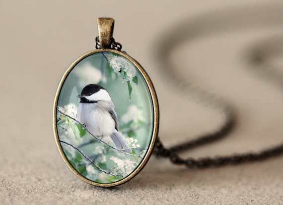 Chickadee Pendant - Bird Jewelry - Antique Brass Pendant Necklace - Bird Pendant - Photo Jewelry - Wearable Art - Under 25 - Photo Pendant