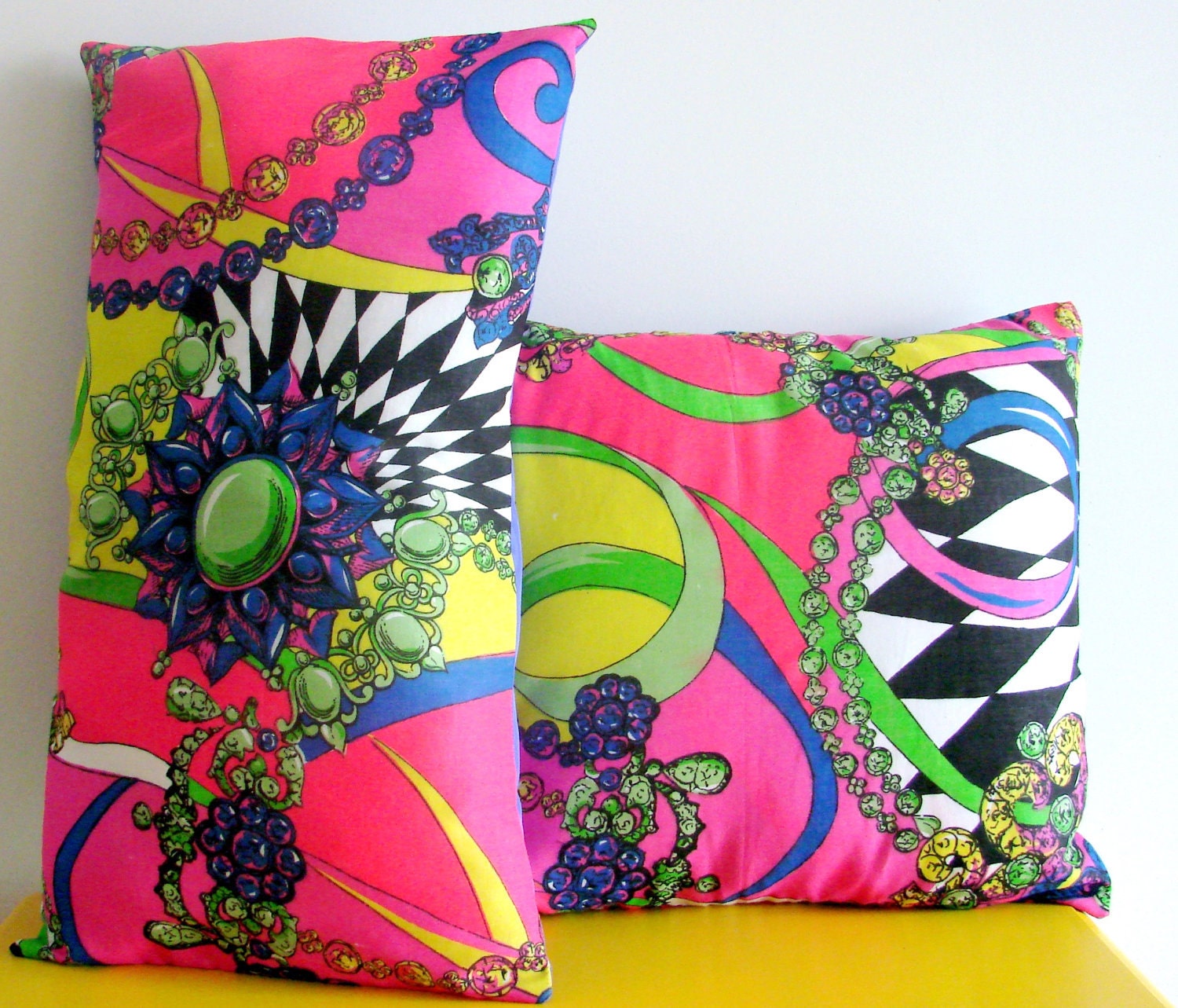 Exuberent Neon Cushion/Pillow Cover Set. 14" x 14" & 19" x 11".