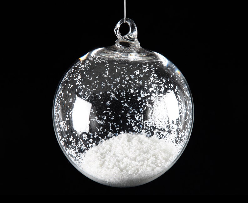SALE, 3 Blown Glass Snow Globe Holiday Ornaments