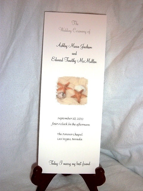 100 Beach Wedding Programs includes personalization printing and Free 