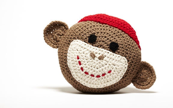 Crochet Sock Monkey Pillow