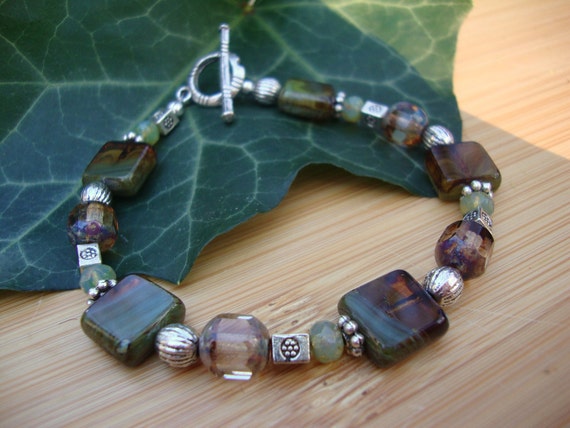 Brown And Green Czech Glass Window Bracelet Preview 1