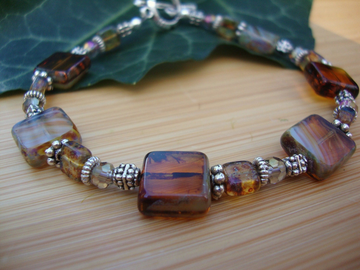 Amber Tone Czech Glass Bracelet