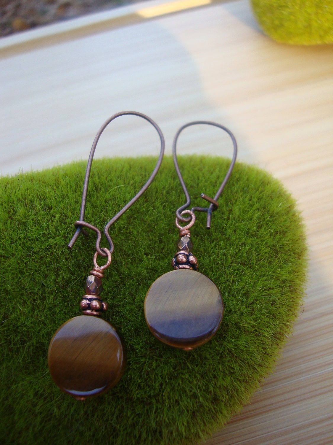 Tiger Eye And Copper Earrings Preview 1