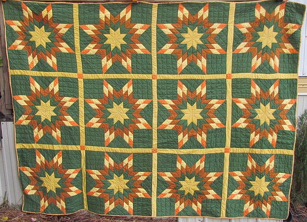 Antique Quilt Prairie Star Patchwork Vintage Quilts Cheddar