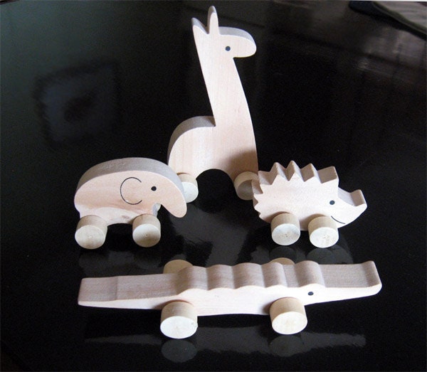 Wooden Animals on Wheels (set of 4)