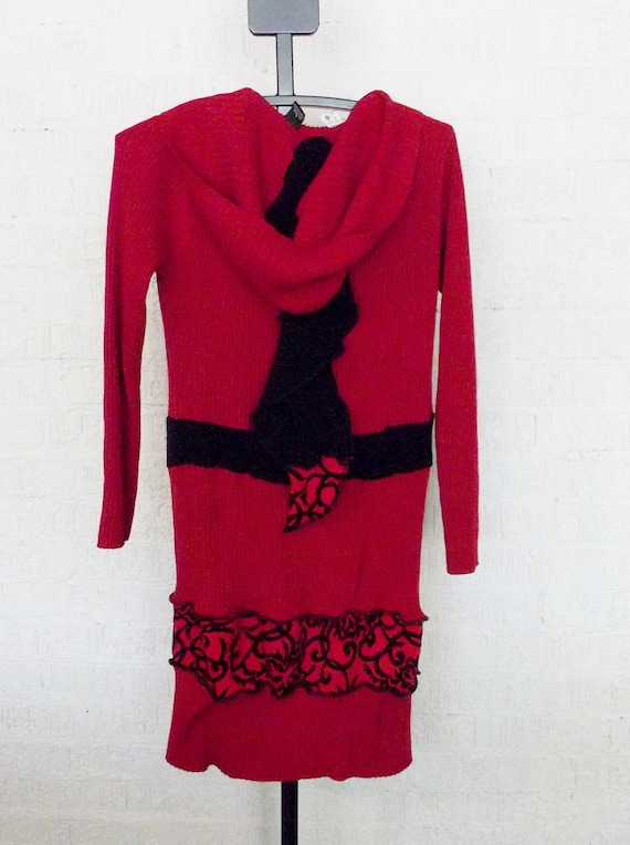 Recycled Sweater Jacket in Red and Black