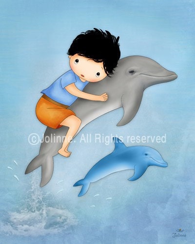 Boys room decor dolphins wall art children art prints nursery decor