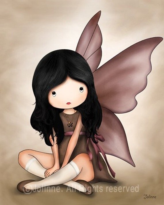 Angel fairy wall art original illustration print for girls Kids room nursery decor, beige room decor, children art prints, etsy kids art