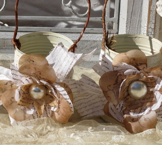 Shabby Chic Tin Cans Perfect for Wedding Decoration  Set of 4  by My Broken Art on Etsy