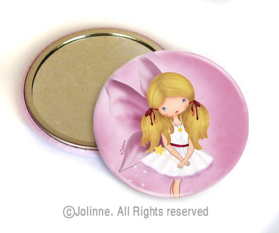 Glass pocket mirror for girls art children accessories small gift party favors ballerina angel fairy dancer