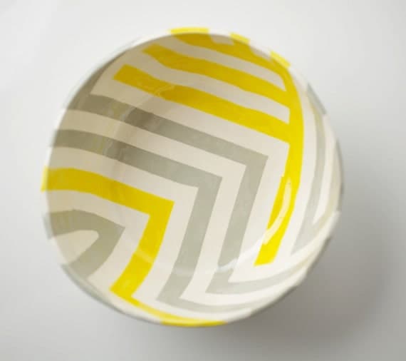 Grey and Yellow Zag bowl from Up in the Air Somewhere