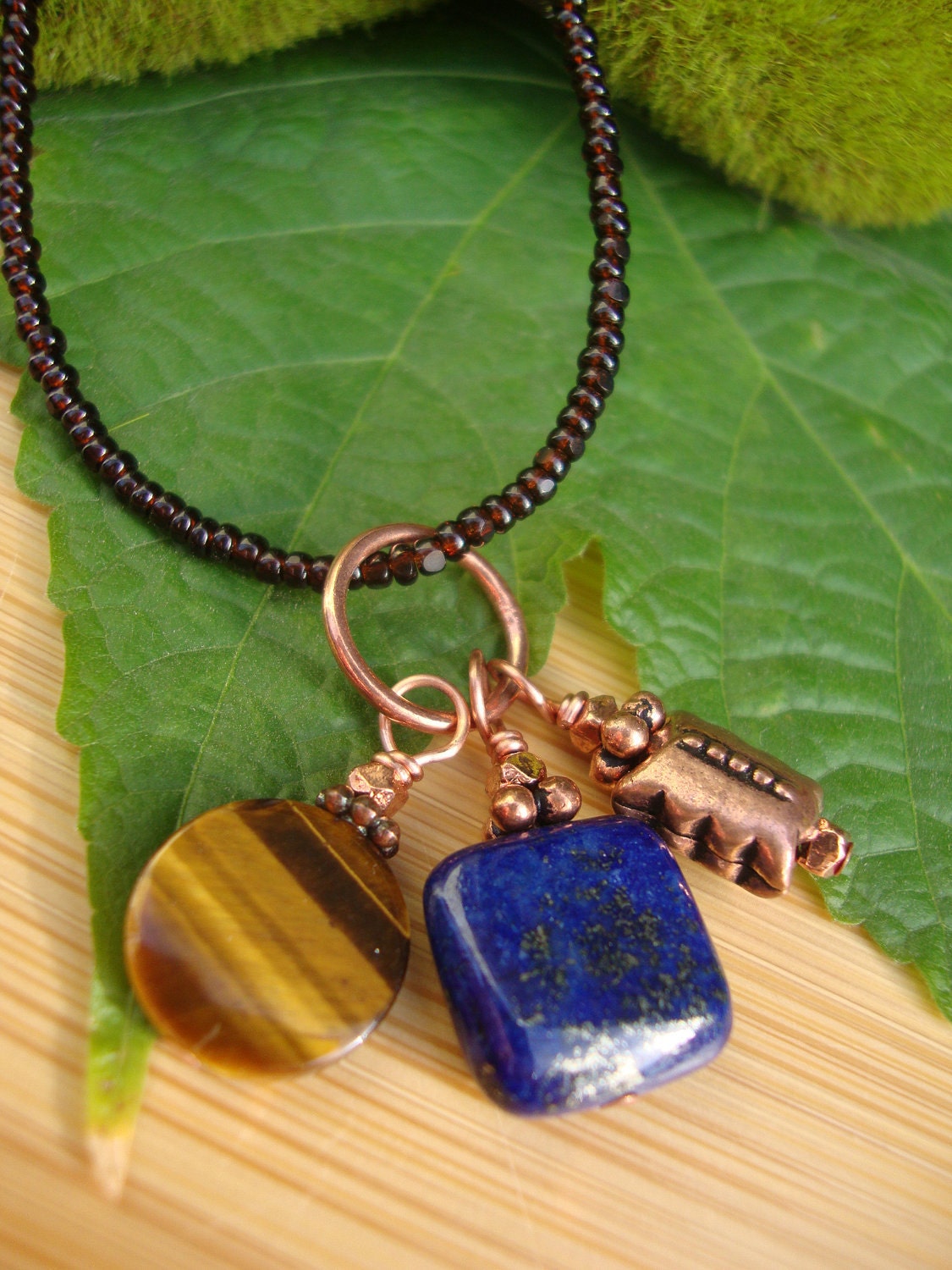 Lapis And Tiger Eye Charm Necklace Preview 4