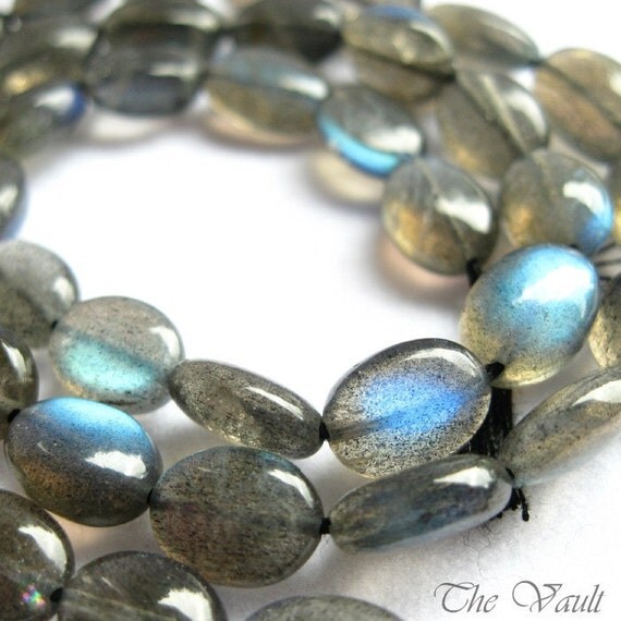 6 Labradorite 8-10mm smooth oval beads