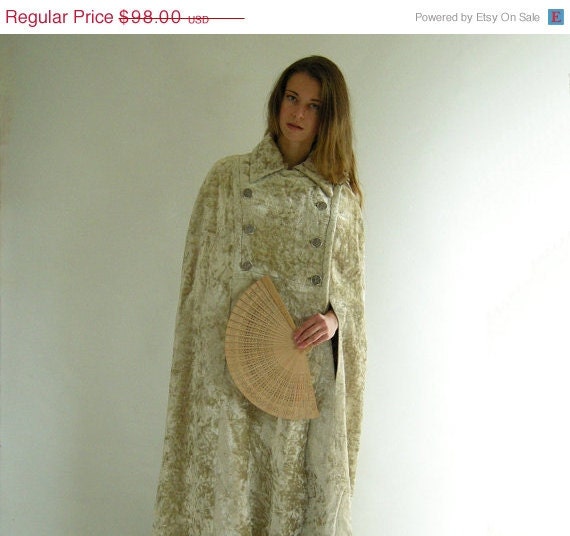 Holiday Sale Celery Cream Crushed Velvet Opera Cape by empressjade from etsy.com