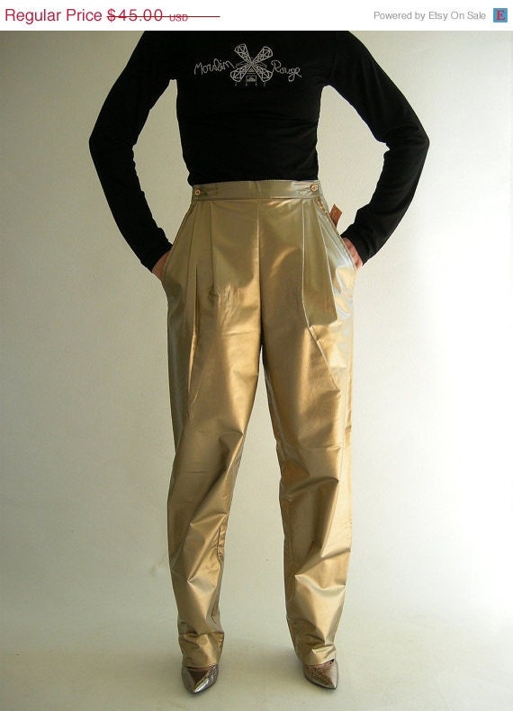 Holiday Sale GOLD Metallic Pleated Vintage 80s by empressjade from etsy.com