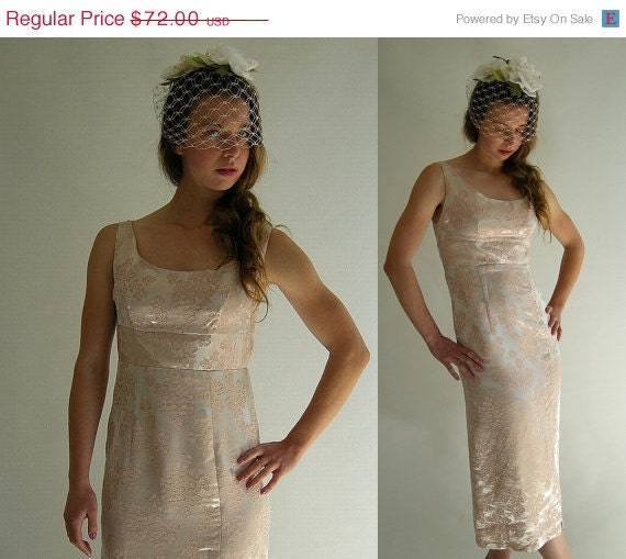 Holiday Sale Shimmery Pink Brocade Vintage 60s by empressjade from etsy.com