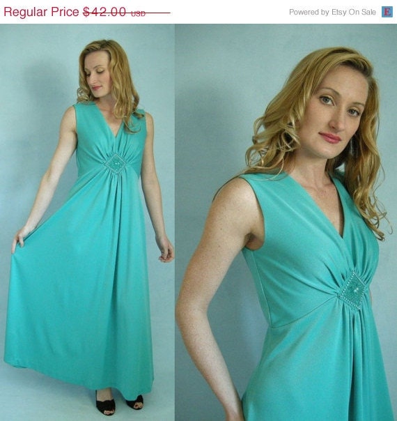 Holiday Sale GRECIAN 70s Glam Aqua Green Vintage by empressjade Holiday Sale GRECIAN 70s Glam Aqua Green Vintage by empressjade