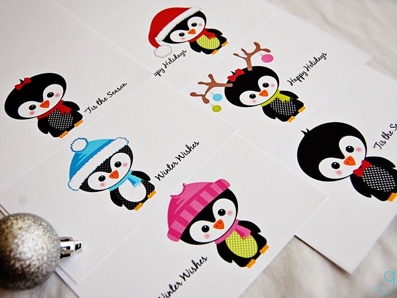 Penguin Holiday Card Set
