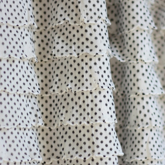 NEW Tuxedo Pin Dot Cascading Ruffle Fabric, 1 yd total