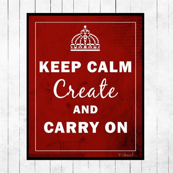 Art, Print, Keep Calm, Poster, 8x10, Keep Calm and Carry On, Red, Black
