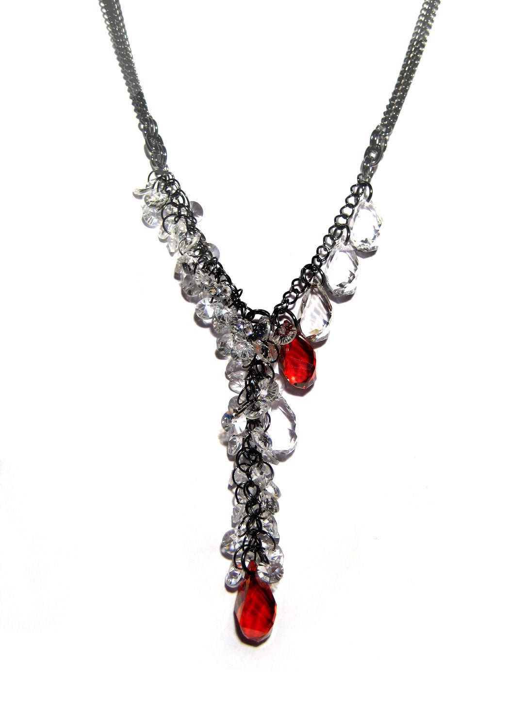 Swarovski crystal 18mm Helix pendant with gunmetal statement necklace