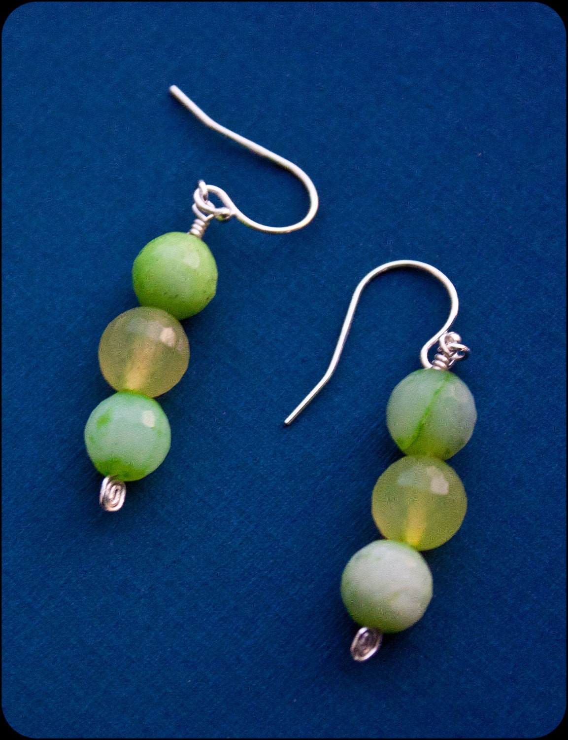 E.T. - Green Agate Earrings - Sterling Silver