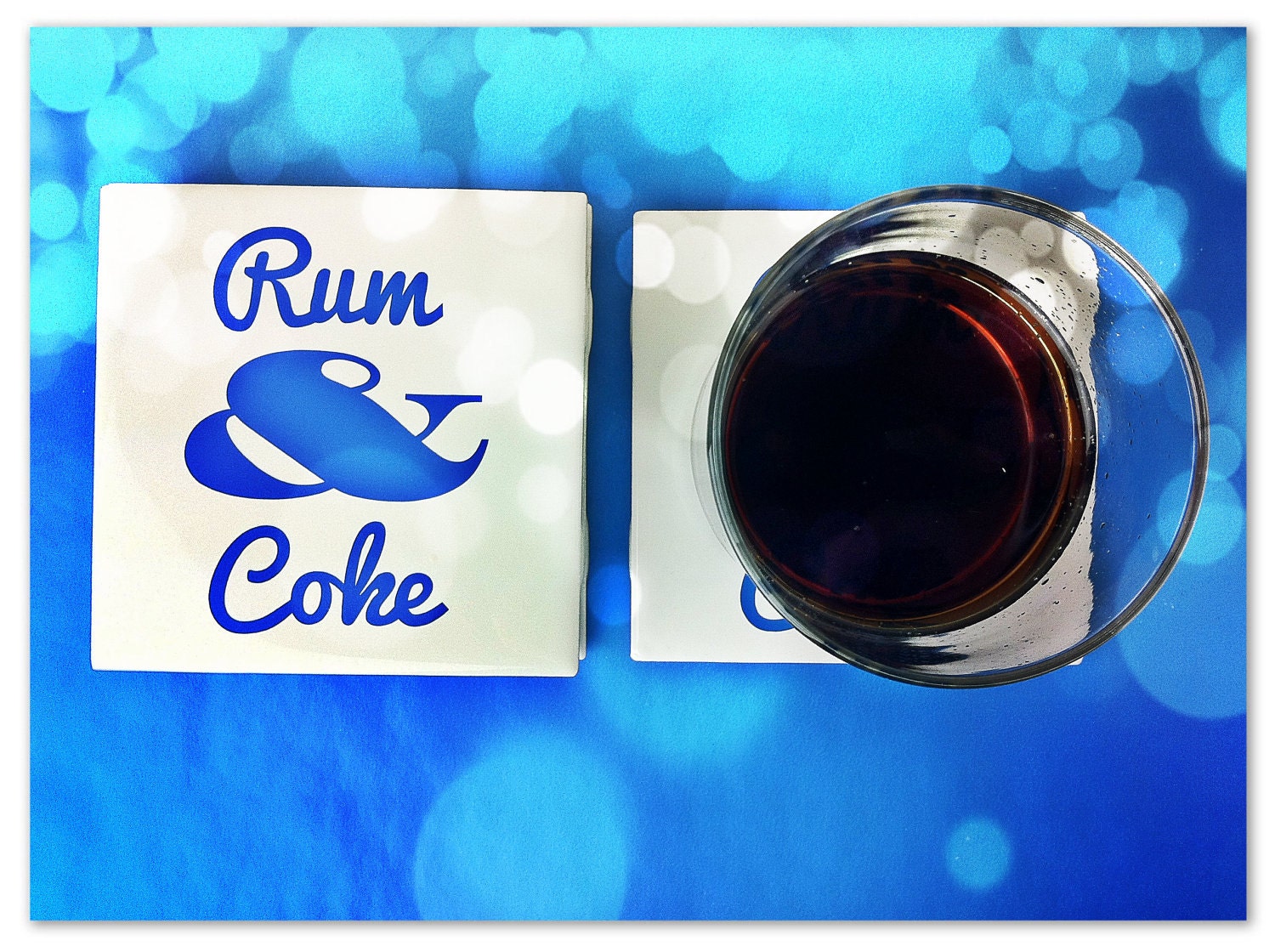 4/Pk Ceramic Coasters: Rum and Coke