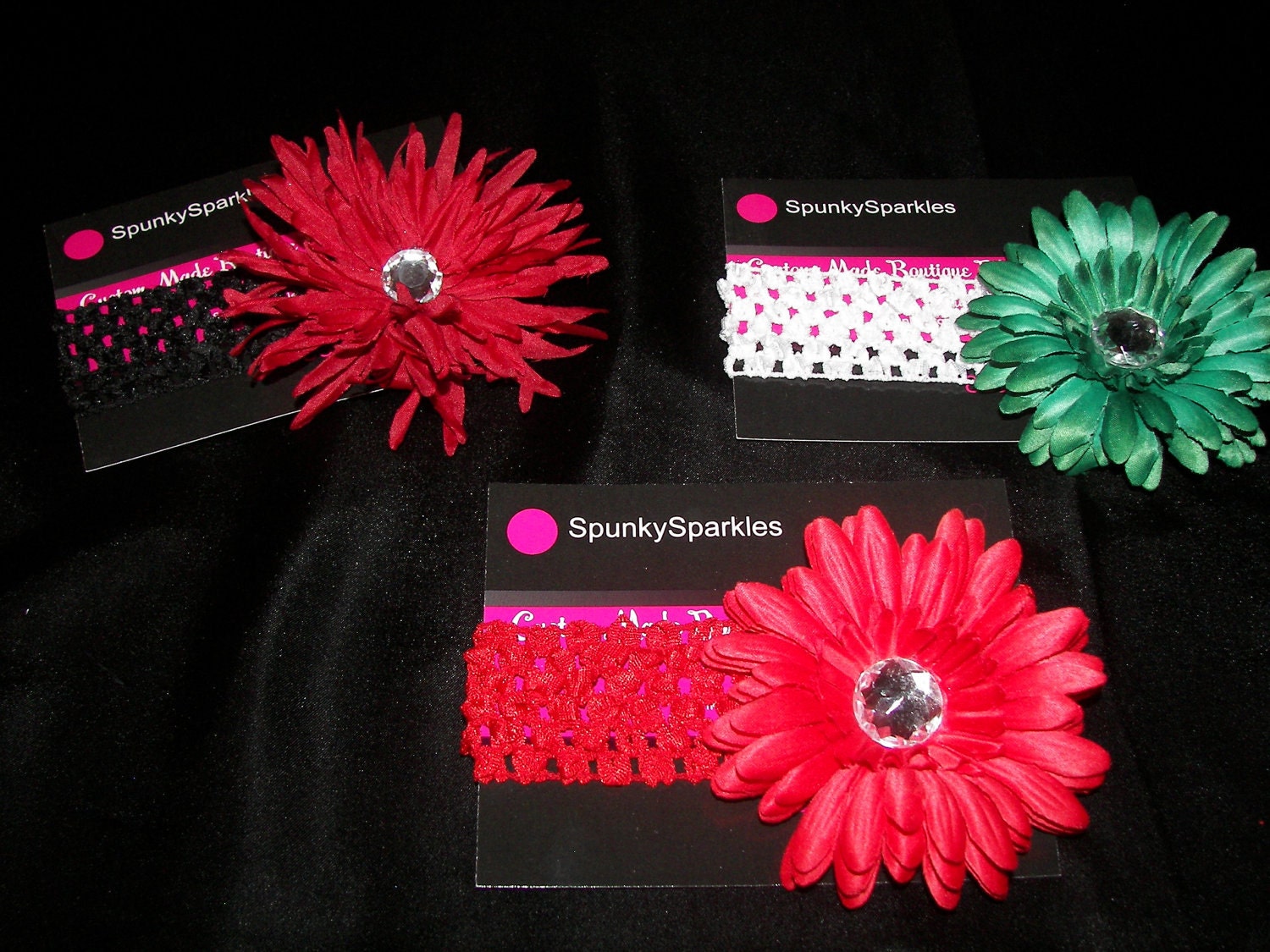 Christmas Jeweled Flower Hair Clips--Set of 3--Featuring Jeweled Christmas Star Flower