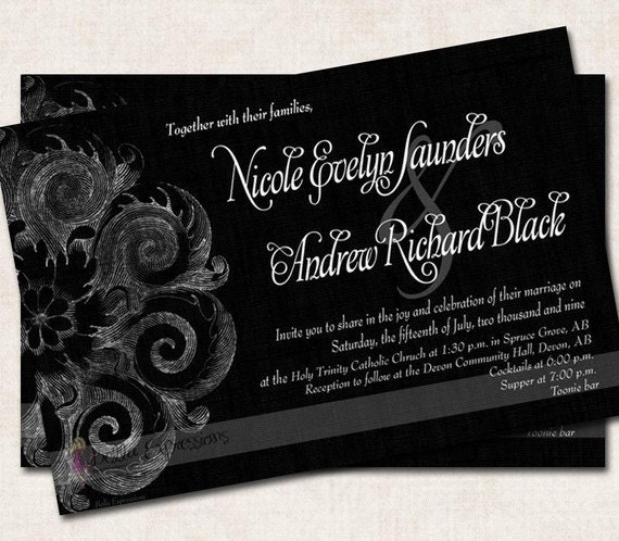 Elegant Scroll Wedding Invitation by missbellaexpressions from etsycom