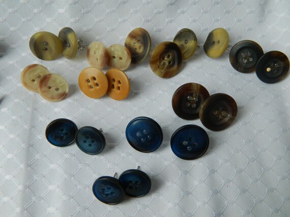 Pair of Vintage Button Stud Earrings - Choose Your Color